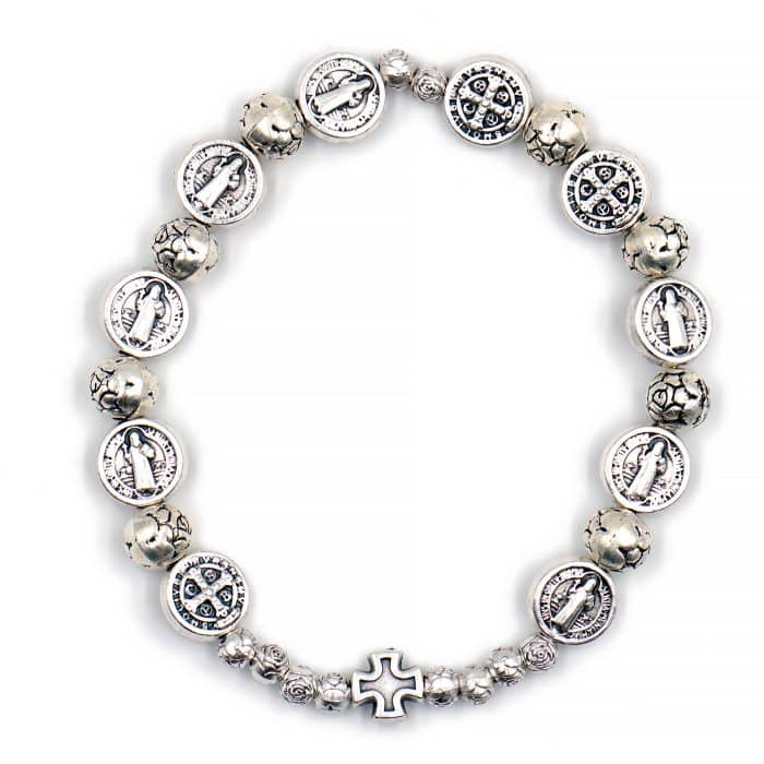 弹力手链手串-合金-圣本笃-9mm Catholic religious art