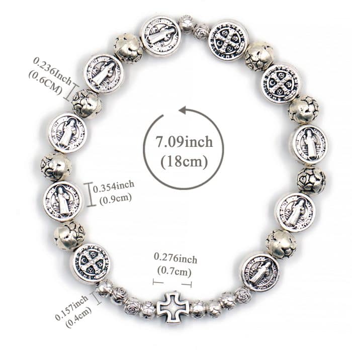 弹力手链手串-圣本笃-铜色 Catholic religious art