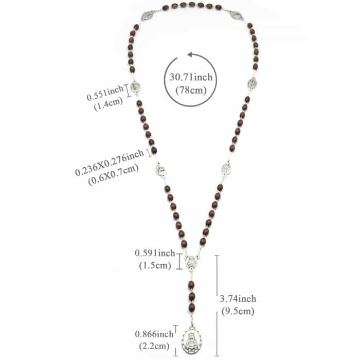 七苦念珠-椭圆-手工编织-原木色 Catholic religious art