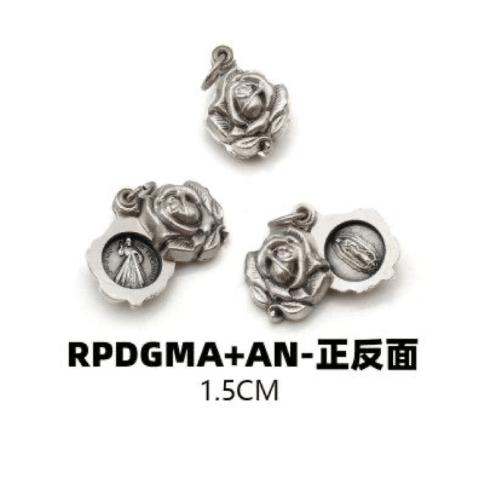 DIY小吊牌-瓜达卢佩+上主慈悲-锌合金-可以开合-1.5cm Catholic religious art