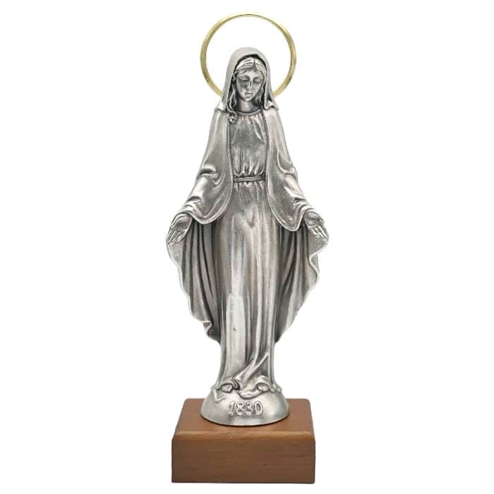 金属雕像-无染原罪-胡桃木底座-18.5cm Catholic religious art
