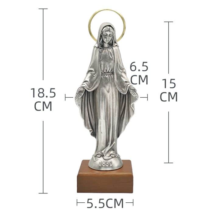 金属雕像-无染原罪-胡桃木底座-18.5cm Catholic religious art