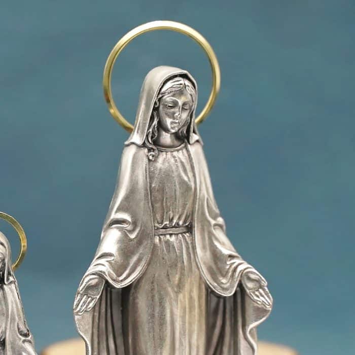 金属雕像-无染原罪-胡桃木底座-18.5cm Catholic religious art