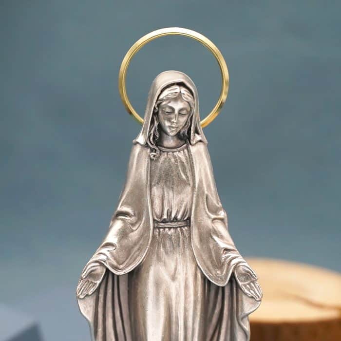 金属雕像-无染原罪-胡桃木底座-18.5cm Catholic religious art