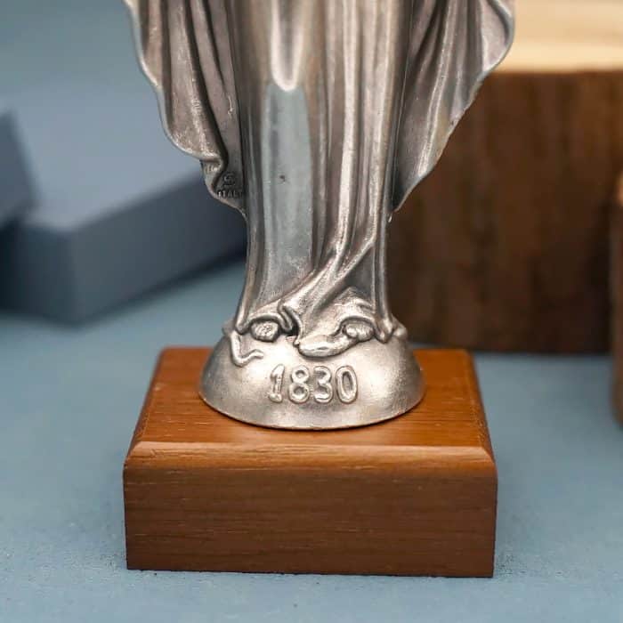 金属雕像-无染原罪-胡桃木底座-18.5cm Catholic religious art