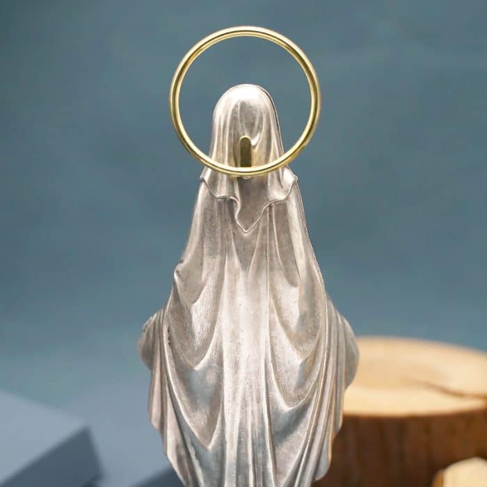 金属雕像-无染原罪-胡桃木底座-18.5cm Catholic religious art