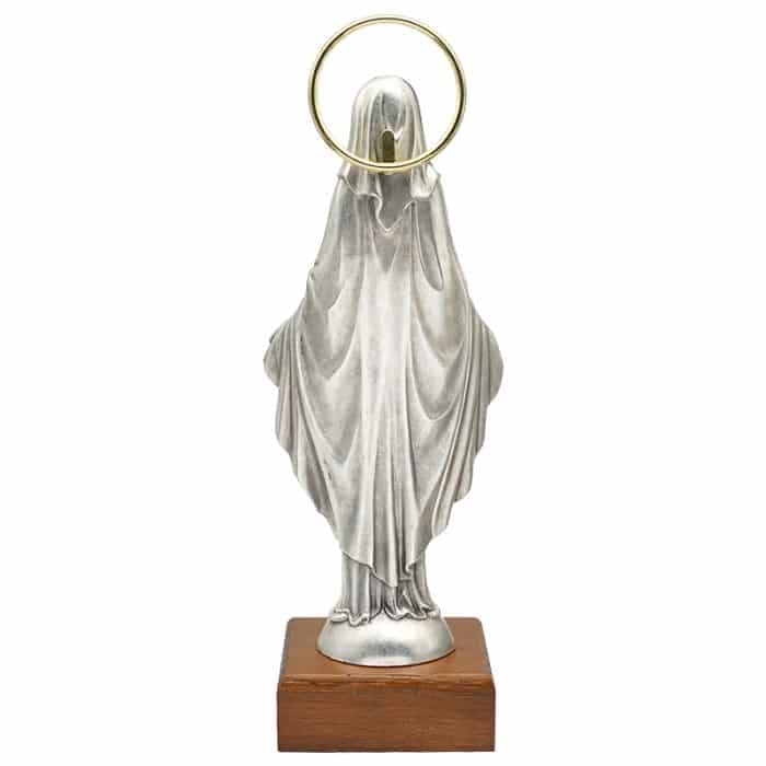 金属雕像-无染原罪-胡桃木底座-18.5cm Catholic religious art