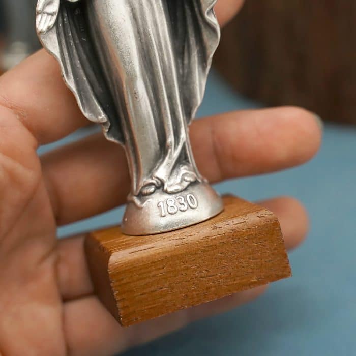 金属雕像-无染原罪-胡桃木底座-13厘米 Catholic religious art