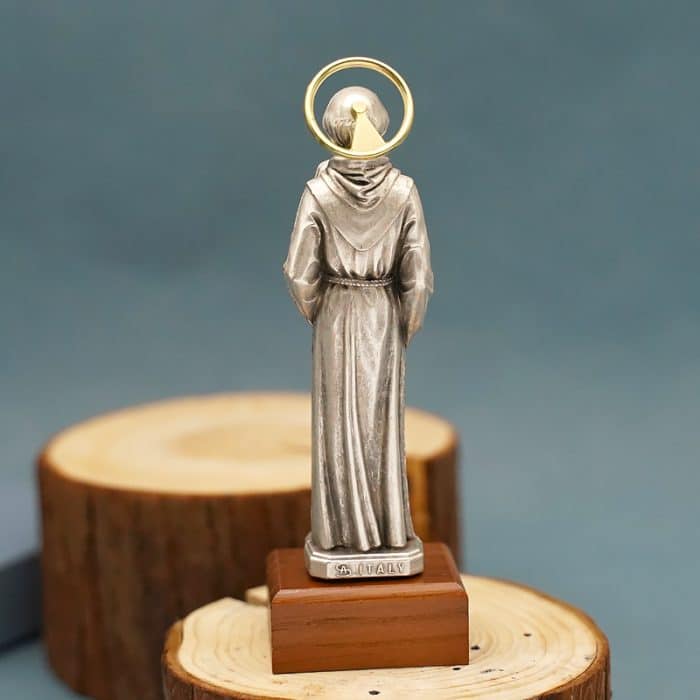 金属雕像-圣安多尼-胡桃木底座-高13厘米 Catholic religious art