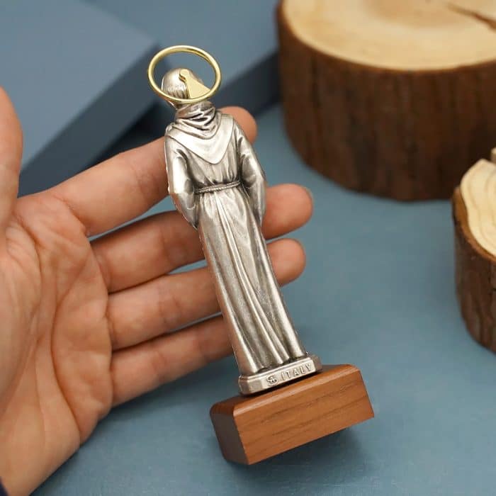 金属雕像-圣安多尼-胡桃木底座-高13厘米 Catholic religious art