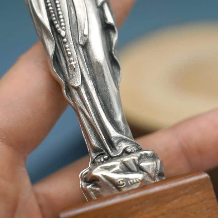 金属雕像-圣母露德-胡桃木底座-13厘米 Catholic religious art