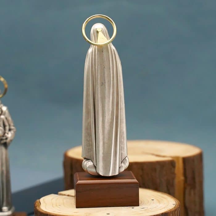 金属雕像-法蒂玛-胡桃木底座-13厘米 Catholic religious art