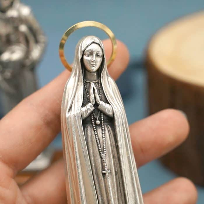 金属雕像-法蒂玛-胡桃木底座-13厘米 Catholic religious art