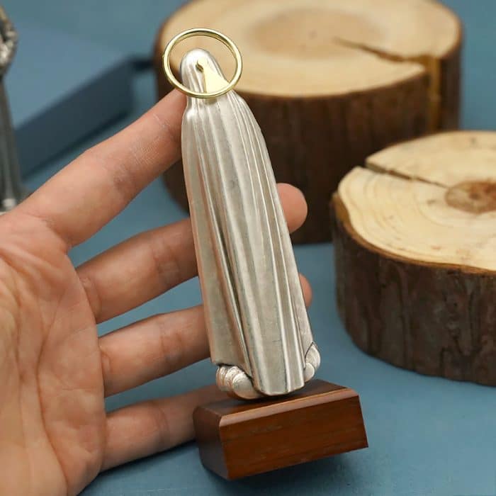 金属雕像-法蒂玛-胡桃木底座-13厘米 Catholic religious art