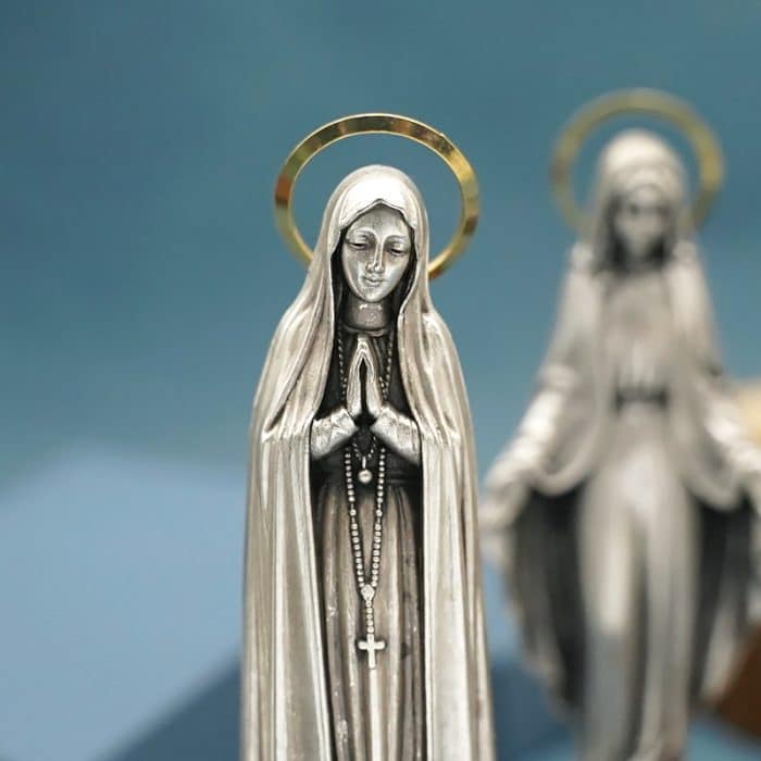 金属雕像-法蒂玛-胡桃木底座-13厘米 Catholic religious art