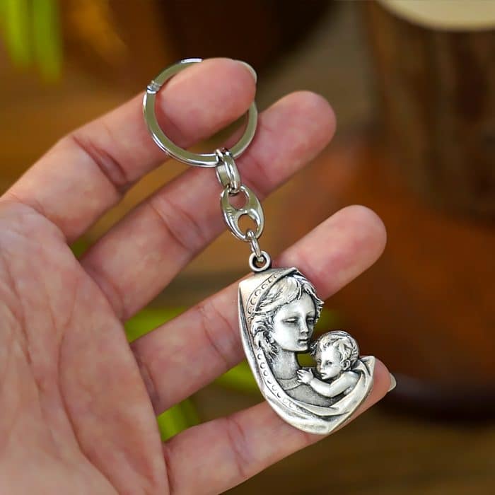 钥匙扣-圣母抱子-9cm Catholic religious art