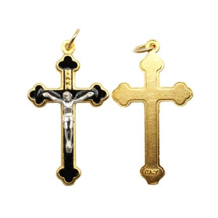 DIY十字架-锌合金+金色-黑色珐琅彩-3.7x2.3cm