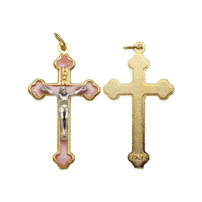 DIY十字架-锌合金-金色粉珐琅-3.7x2.3cm Catholic religious art