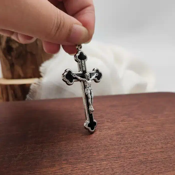 DIY十字架-黑珐琅-锌合金-黑色珐琅-5.5cm Catholic religious art