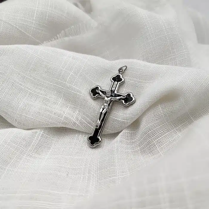 DIY十字架-黑珐琅-锌合金-黑色珐琅-5.5cm Catholic religious art