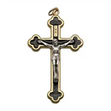 DIY十字架-金黑-锌合金-金色-黑珐琅-5.5cm