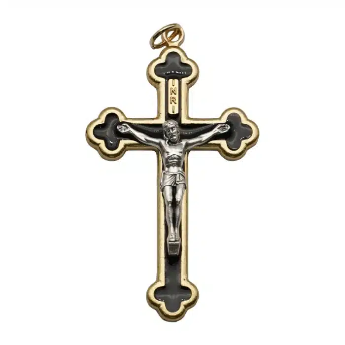 DIY十字架-金黑-锌合金-金色-黑珐琅-5.5cm Catholic religious art