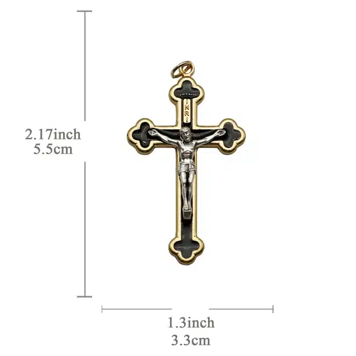 DIY十字架-金黑-锌合金-金色-黑珐琅-5.5cm Catholic religious art