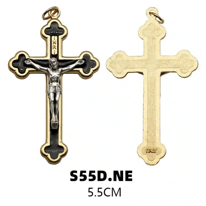 DIY十字架-金黑-锌合金-金色-黑珐琅-5.5cm Catholic religious art