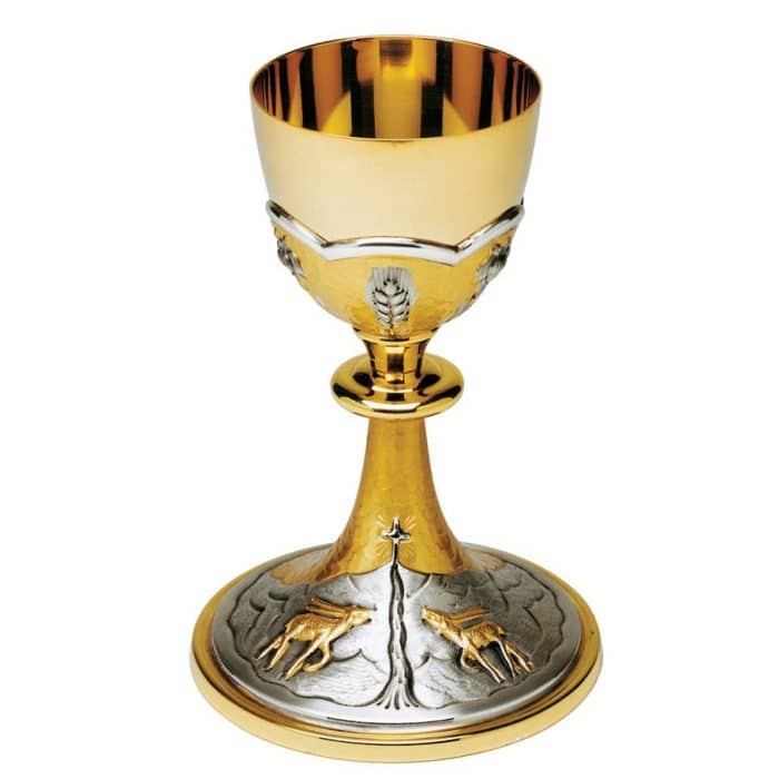 泉水边鹿群主题圣爵 - 高21厘米 Catholic religious art