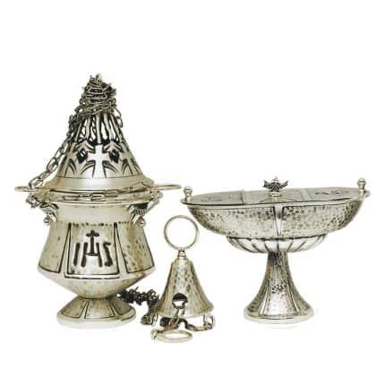 IHS标志香炉和香船 - 高21厘米，直径12厘米