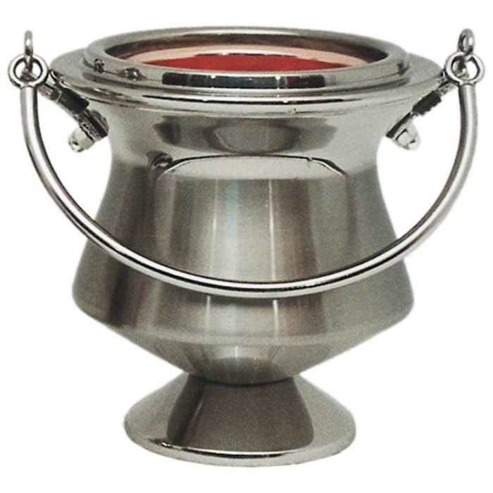 传统形状缎面圣水壶 - 高13厘米，直径13厘米 Catholic religious art