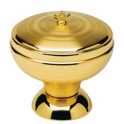 缎面圣体盒 - 可供双形圣体领受 - 高14厘米，直径15厘米