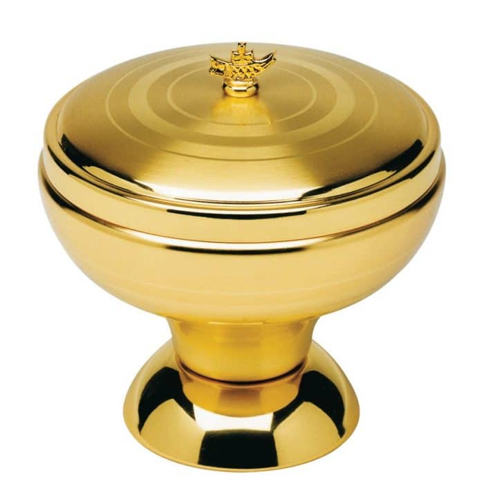 缎面圣体盒 - 可供双形圣体领受 - 高14厘米，直径15厘米 Catholic religious art