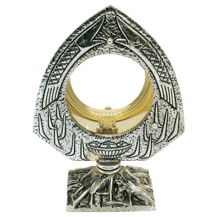 鱼主题圣体光 - 高21厘米，圣龛直径9.5厘米 Catholic religious art