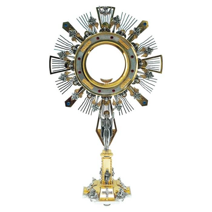 福音书作者主题圣体光 - 大型圣龛 - 高70厘米，圣龛直径16厘米 Catholic religious art