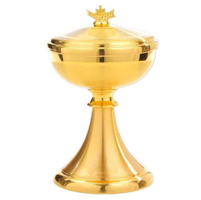 礼仪用圣体盒 - 缎面条纹装饰 - 直径10厘米，高16厘米 Catholic religious art