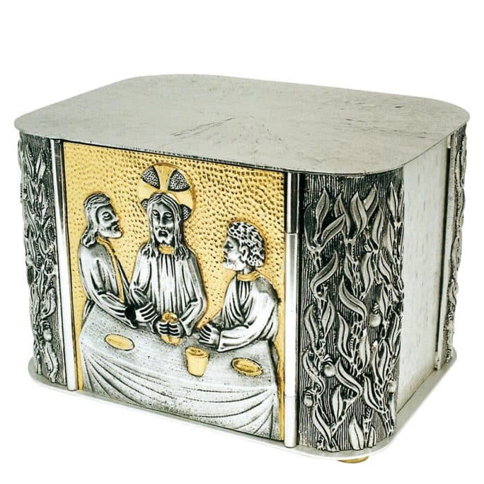 厄玛乌晚餐主题桌上圣体龛 - 27 x 18厘米，高19厘米 Catholic religious art