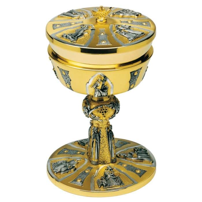 福音书作者、天使与葡萄主题圣体盒 - 高22厘米，杯直径13.5厘米 Catholic religious art