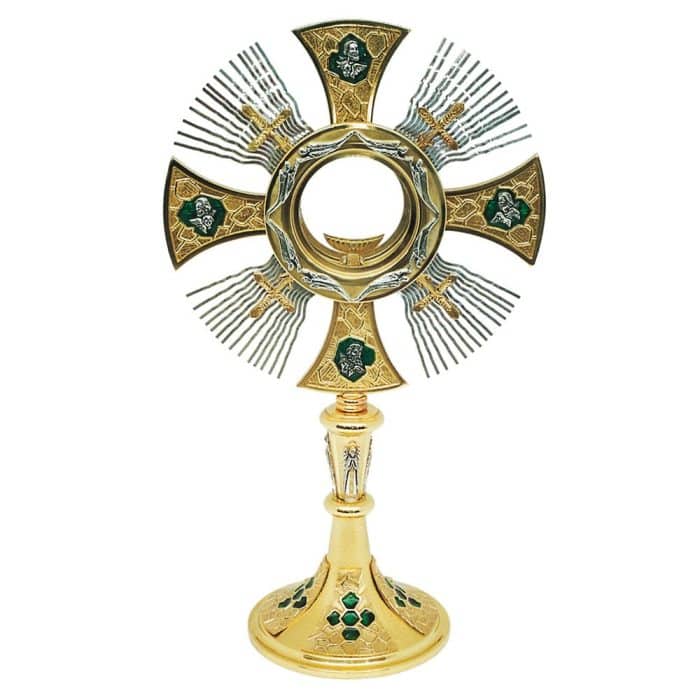 珐琅珠装饰圣体光 - 高48厘米，圣龛直径9.5厘米 Catholic religious art