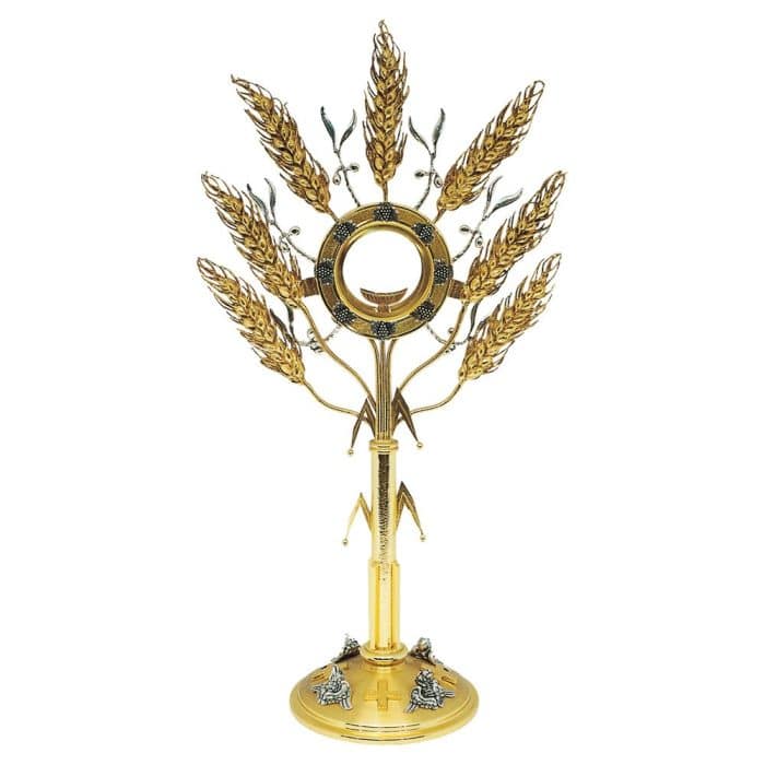 镀银铸件主题圣体光 - 高65厘米，圣龛直径9.5厘米 Catholic religious art