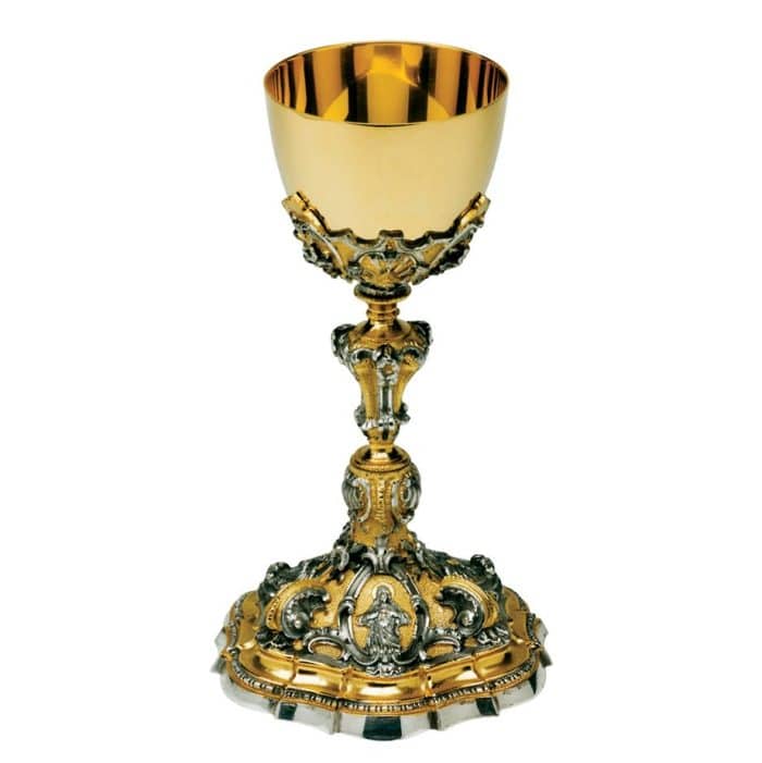 耶稣圣心与百合花主题圣爵 - 高24厘米 Catholic religious art