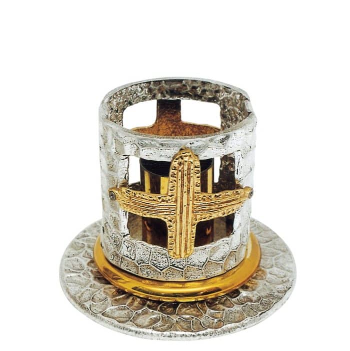 带十字架和树叶的烛台 - 高11厘米 Catholic religious art