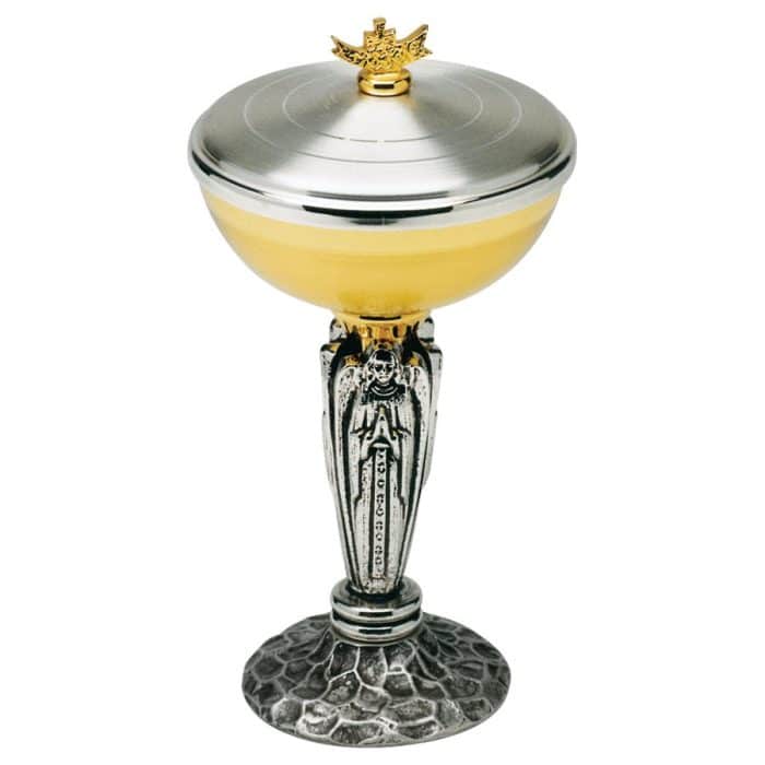 镀银天使主题圣体盒 - 高17厘米，杯直径10厘米 Catholic religious art