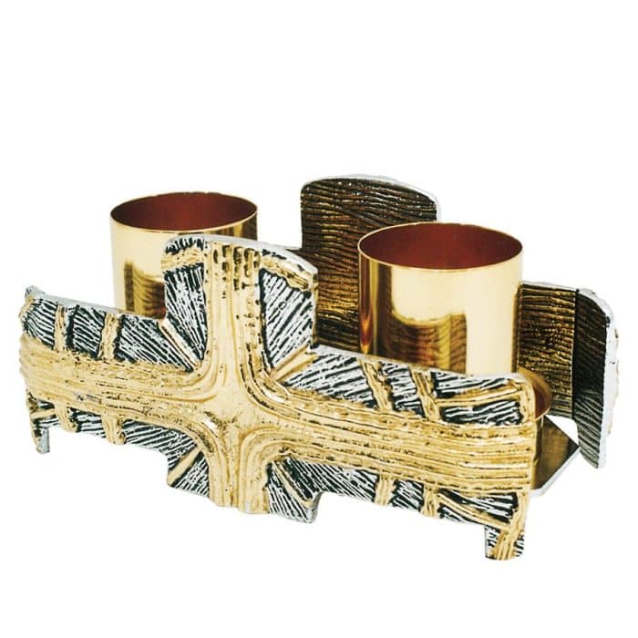 带放射十字架的双支枝状烛台 Catholic religious art