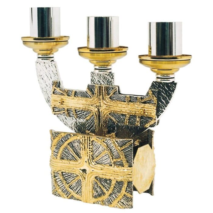 带放射十字架的三支枝状烛台 Catholic religious art