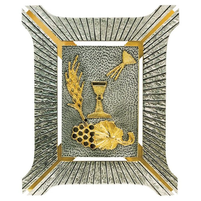 圣洁象征主题墙壁圣体龛 - 门21 x 31厘米，放射背景35 x 40厘米 Catholic religious art