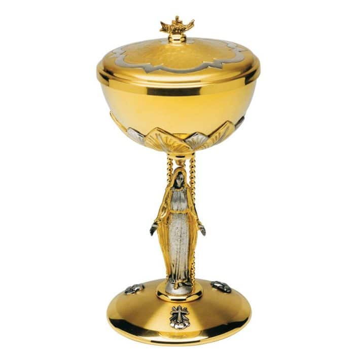 圣母与宗教象征主题圣体盒 - 高26厘米，杯直径12厘米 Catholic religious art