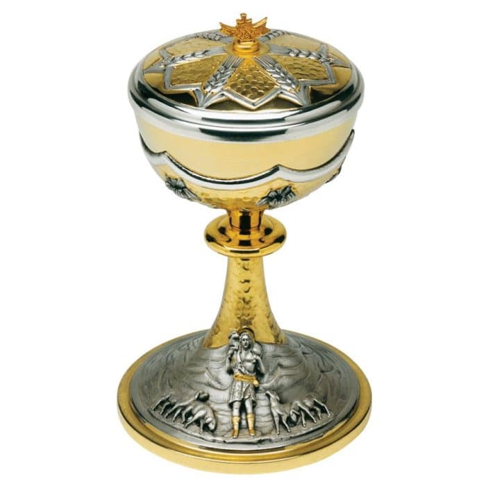 善牧主题圣体盒 - 高21厘米，杯直径12厘米 Catholic religious art