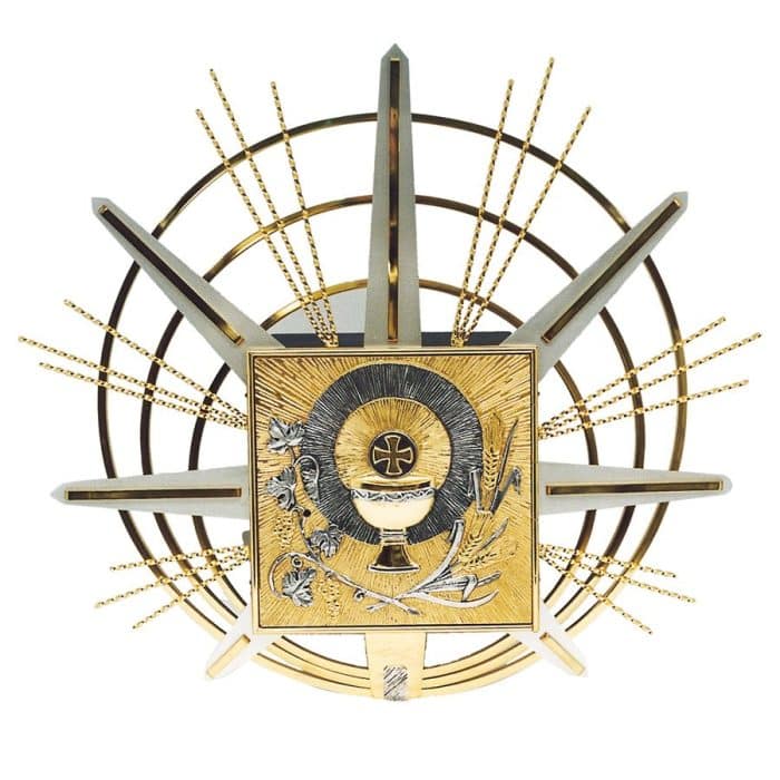 圣爵与葡萄主题墙壁圣体龛 - 门30 x 30厘米，放射背景67 x 67厘米 Catholic religious art