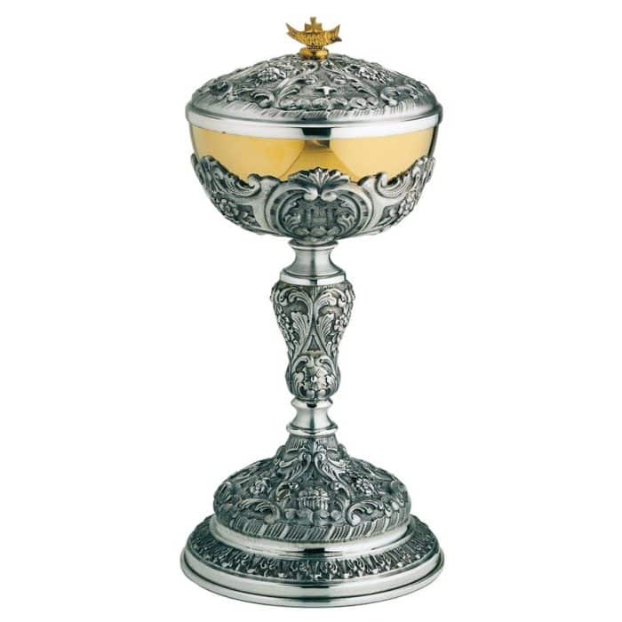 十诫石版主题圣体盒 - 高28厘米，杯直径12厘米 Catholic religious art